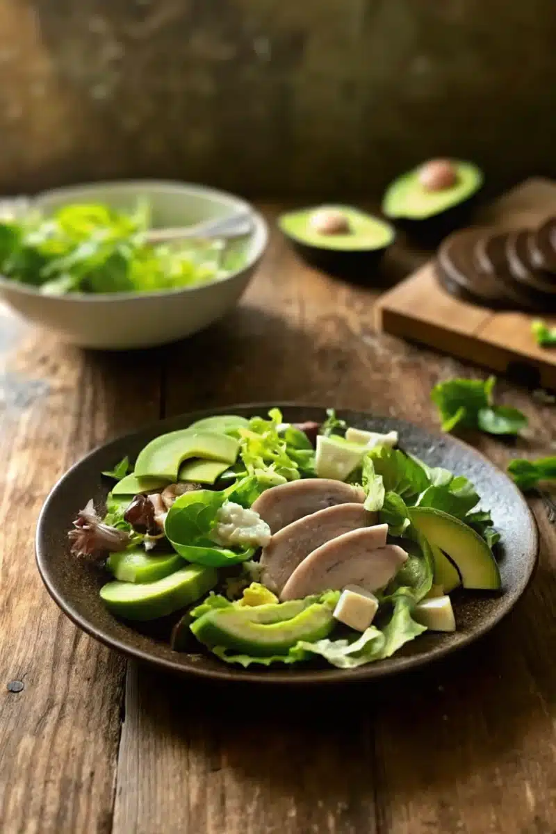 Salade de melon et d'avocat au magret fumé
