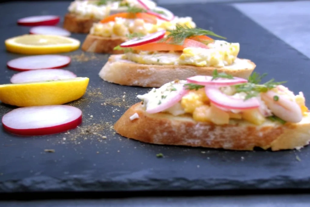 Tartines De Salade Aux Œufs Et Crevettes
