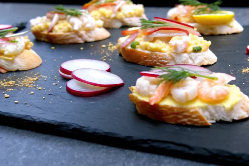 Tartines De Salade Aux Œufs Et Crevettes