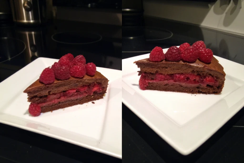 Gâteau au chocolat fourré aux framboises