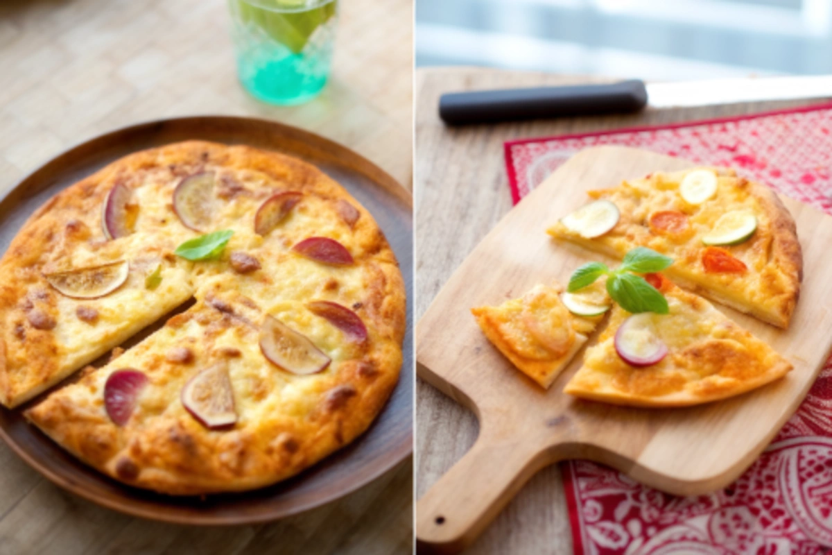 Ingrédients frais pour une Pizza Normande