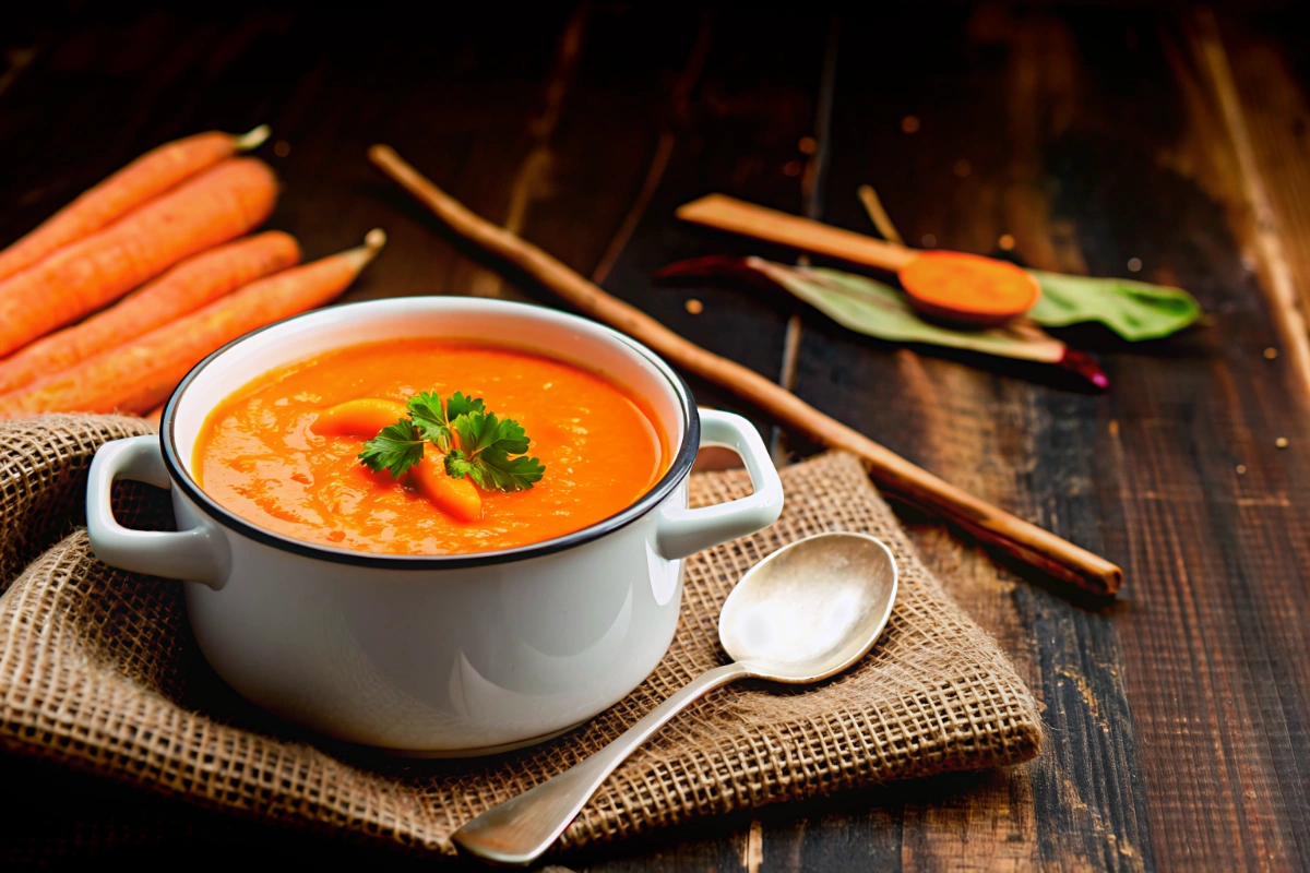 Potage poires et carottes prêt à servir