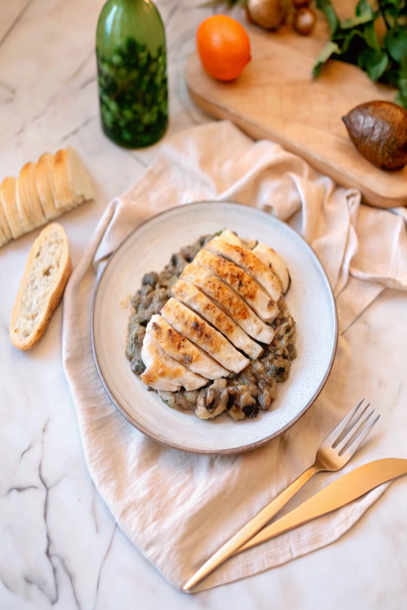 Poulet à la Moutarde à l’Estragon et aux Champignons: Recette gourmande et facile ! 🍗✨