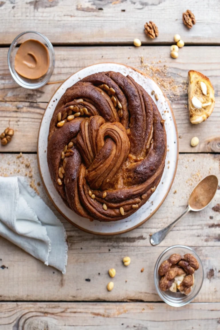 Babka vegan au beurre de cacahuètes et chocolat