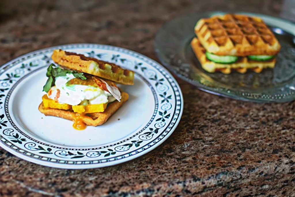 Burger de gaufres de patate douce