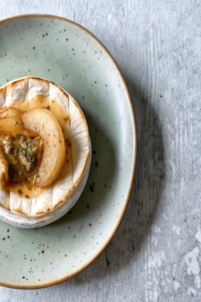 Camembert rôti au miel et aux pommes