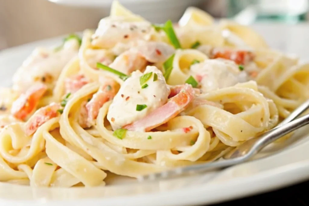 Crevettes à la crème et aux fettucine