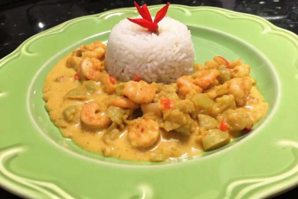 Crevettes au curry et lait de coco