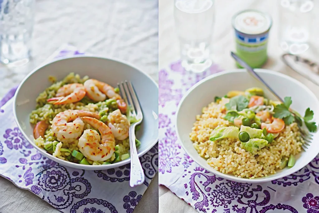 Crevettes aux poireaux