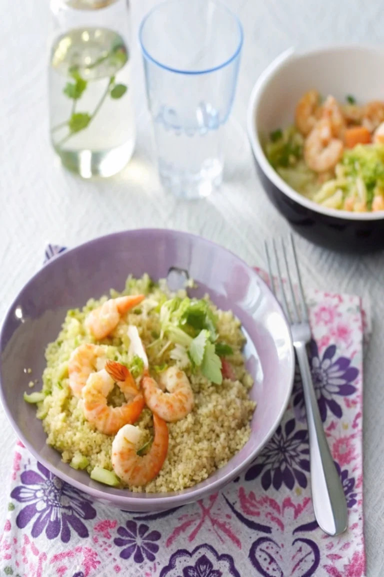 Crevettes aux poireaux