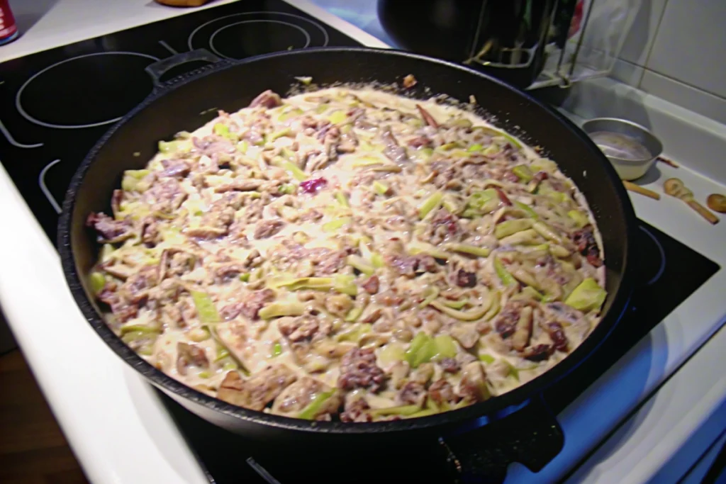 Délice de poireaux et viande hachée