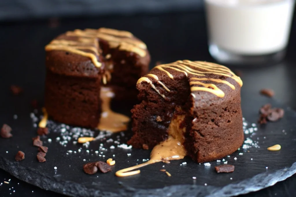 Moelleux au chocolat coeur coulant au beurre de cacahuète