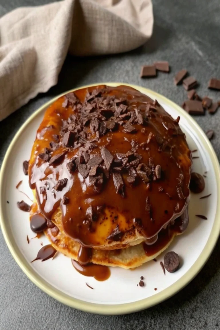 Pancakes sauce caramel beurre salé et chocolat