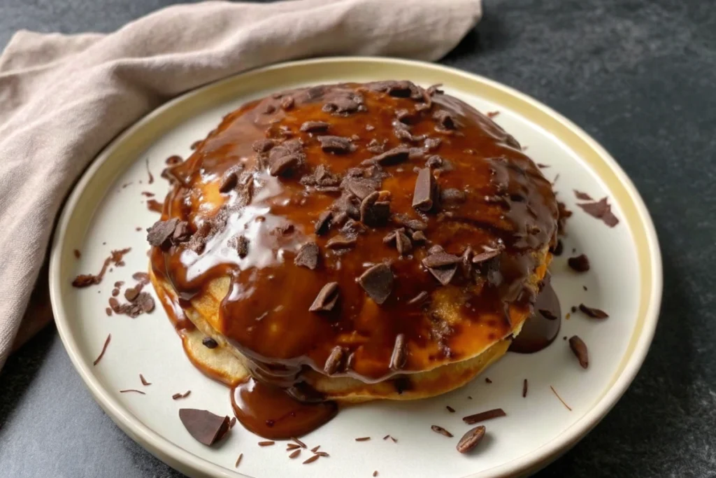 Pancakes sauce caramel beurre salé et chocolat