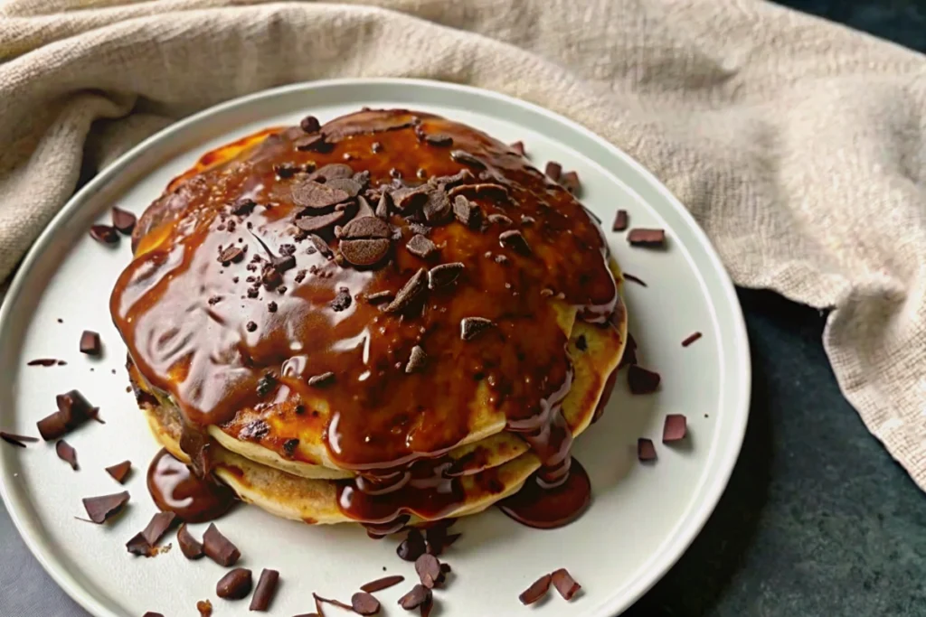 Pancakes sauce caramel beurre salé et chocolat