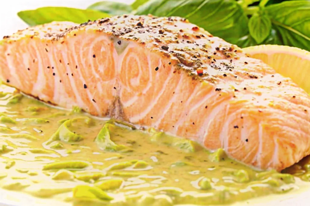 Pavé de saumon sur son lit de poireaux