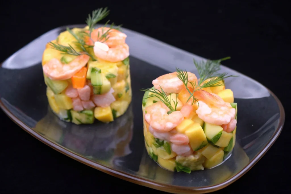 Tartare de crevettes mangue avocats