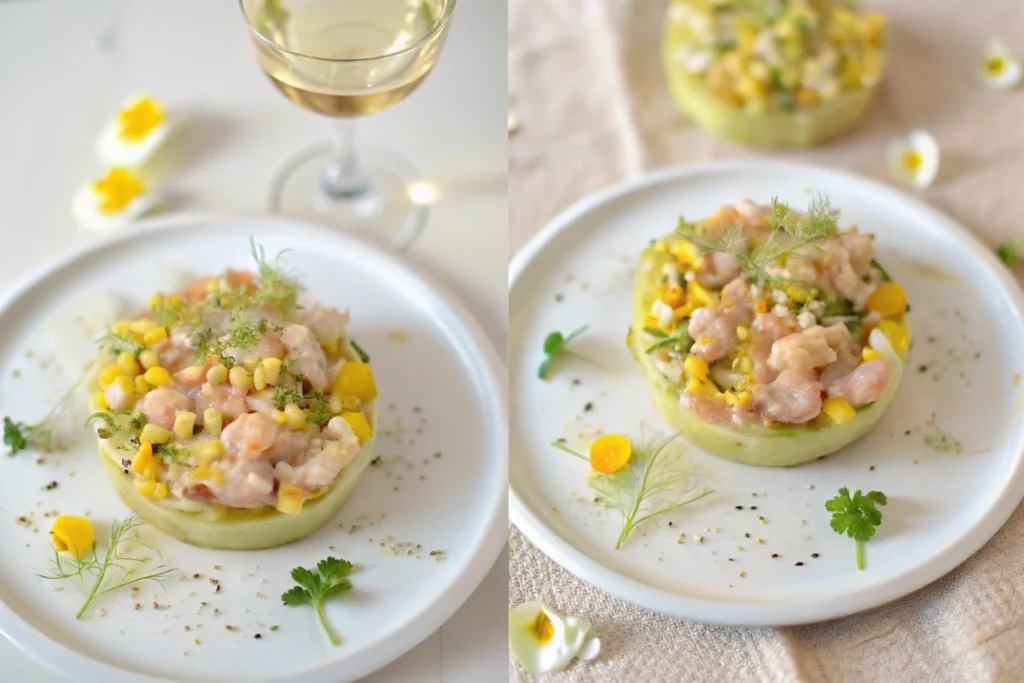 Tartare saumon crevettes et mangue