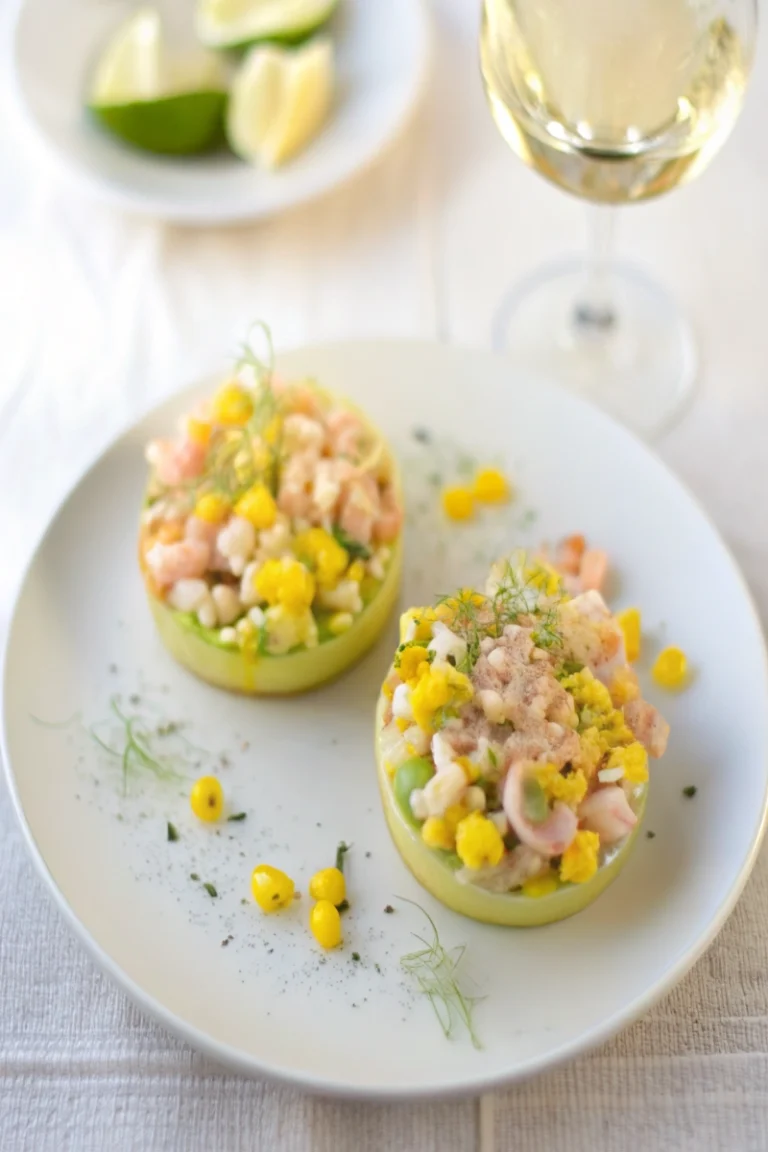 Tartare saumon crevettes et mangue