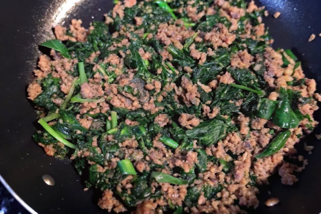 Viande hachée aux épinards