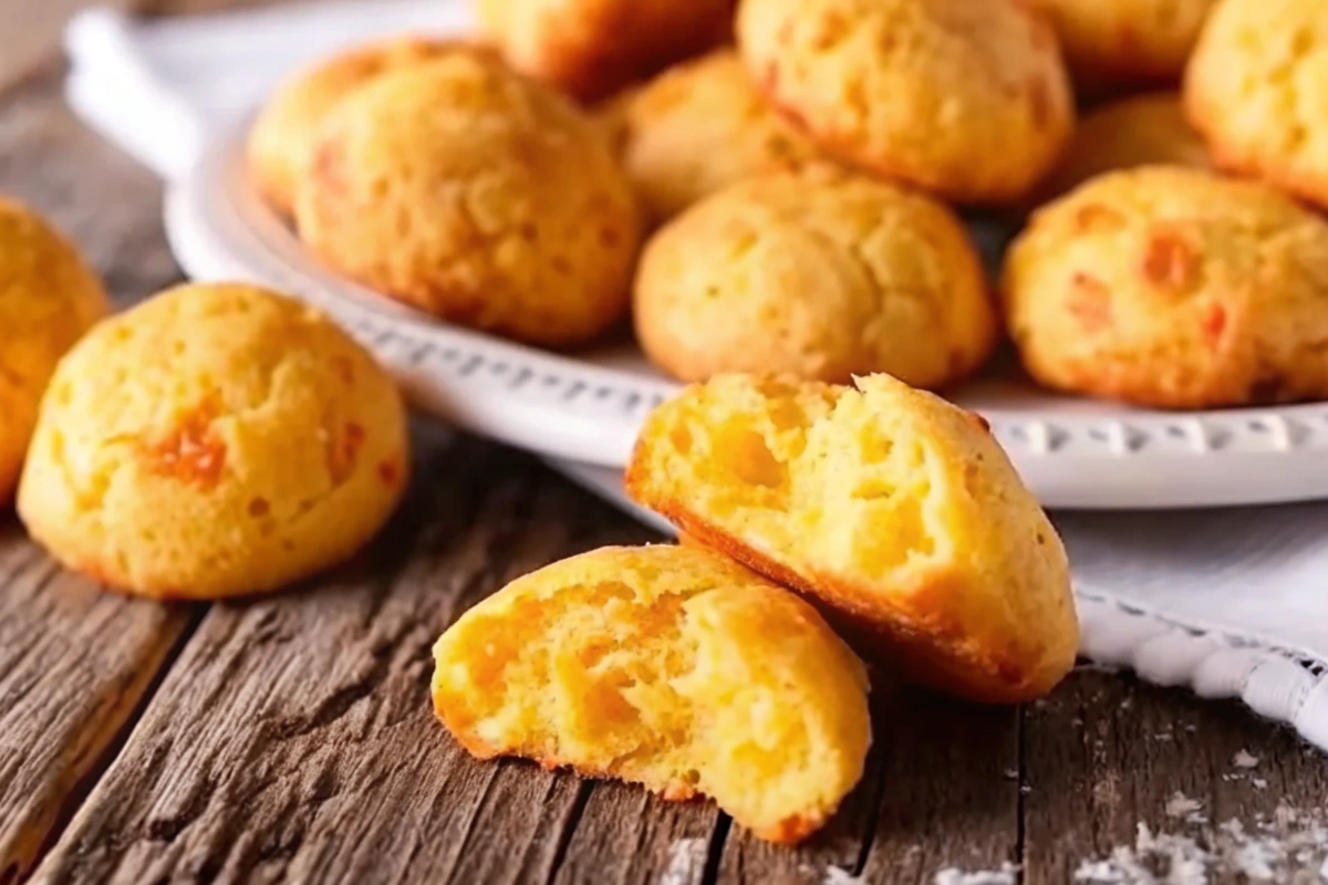 Gougères en forme de cœur atop a rustic wooden table with heart-shaped cookie cutter