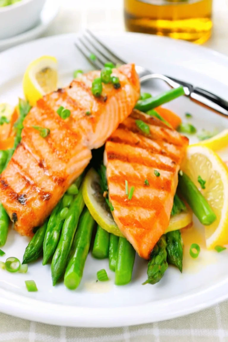 Saumon au four avec carottes et asperges