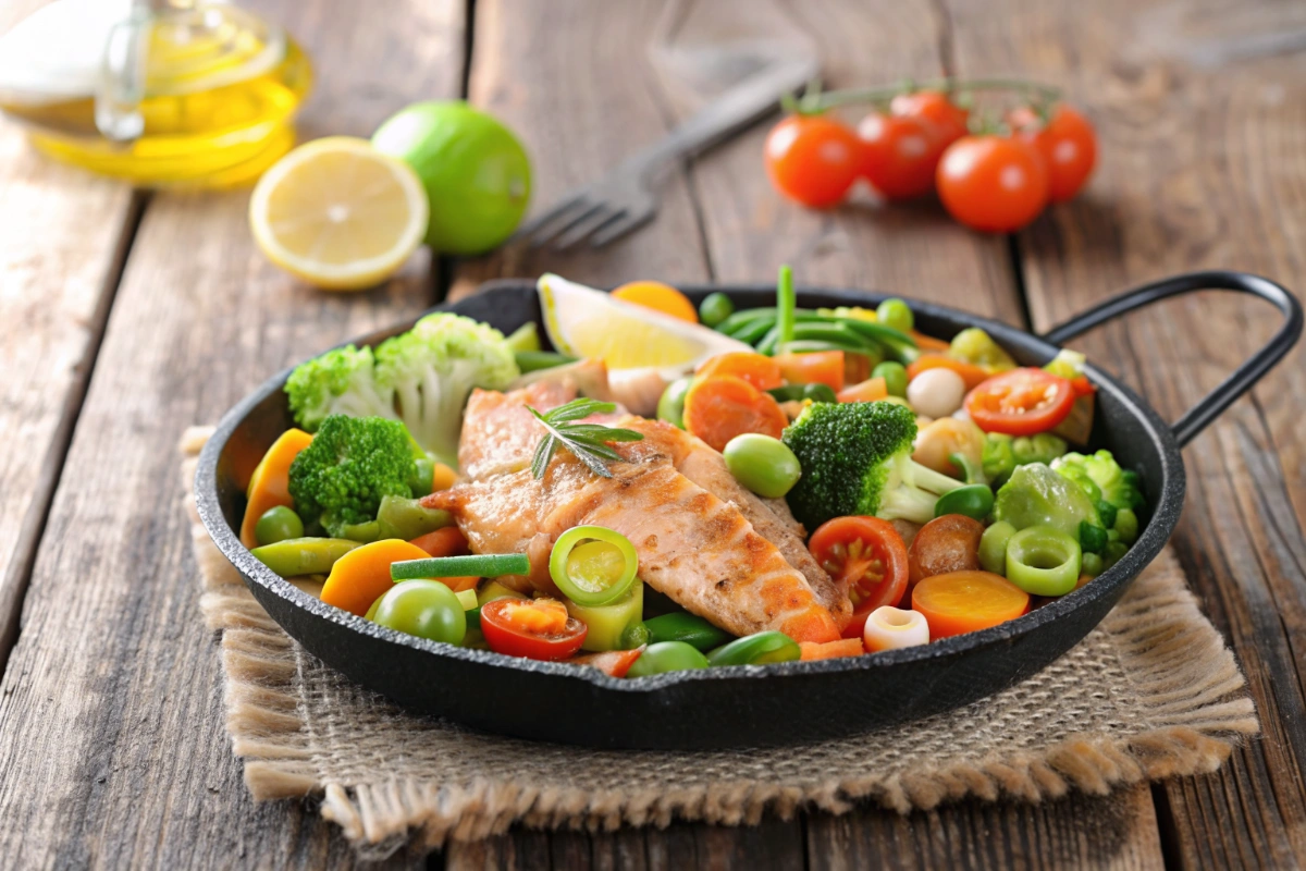 Saumon au four et ses légumes