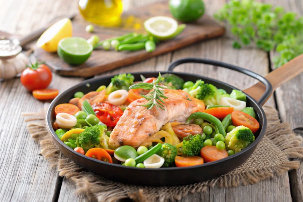 Saumon au four et ses légumes