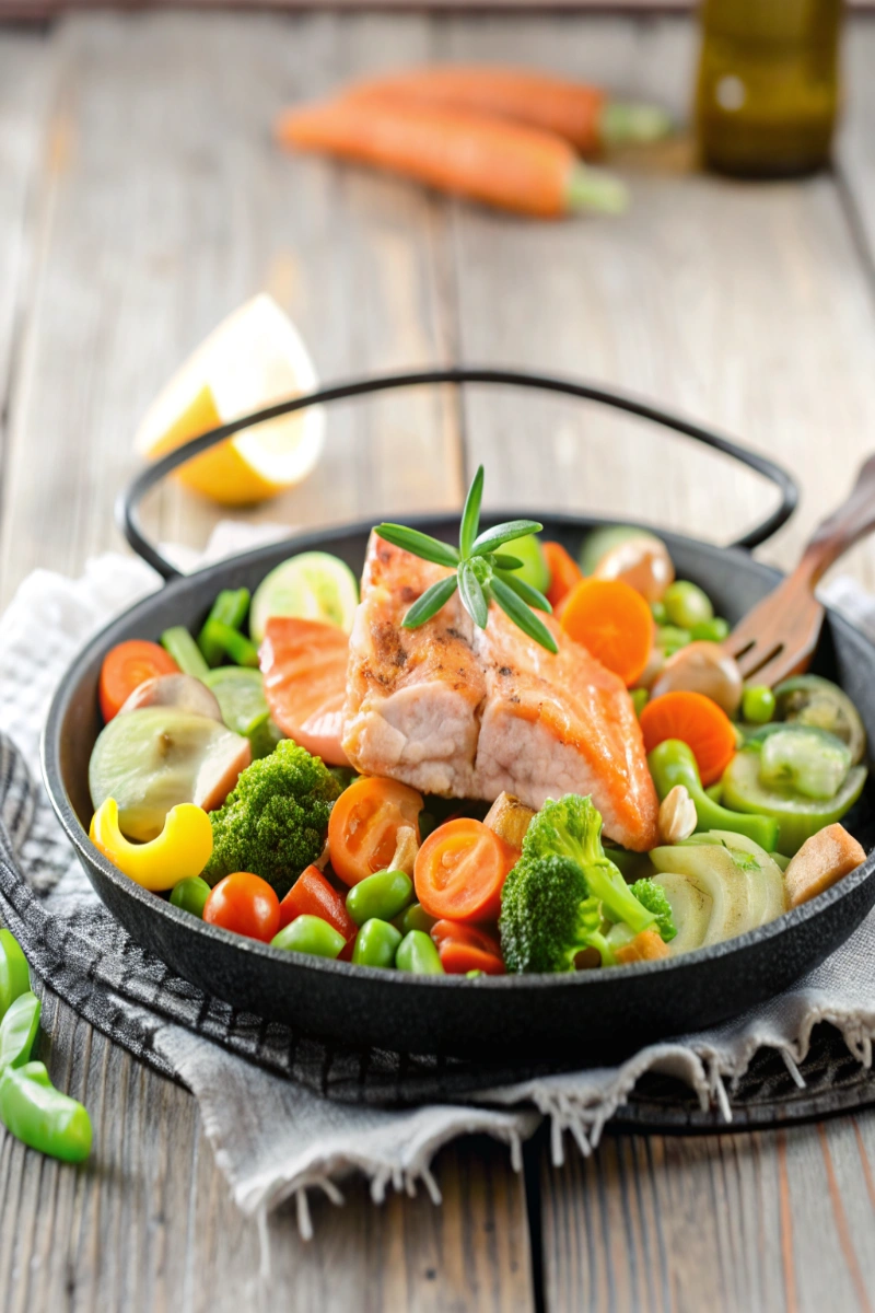 Saumon au four et ses légumes