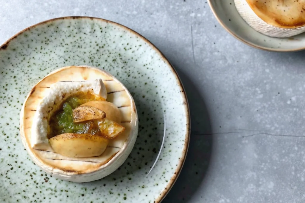 Camembert rôti au miel et aux pommes