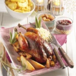 Poulet rôti au miel avec épices et ananas