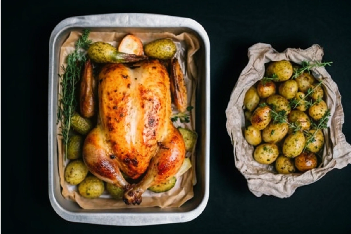 Poulet rôti doré au miel