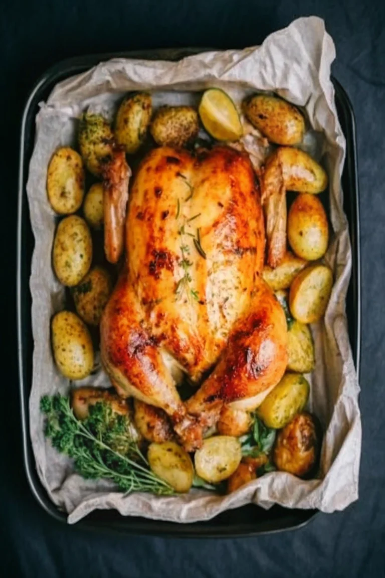 Poulet rôti doré au miel
