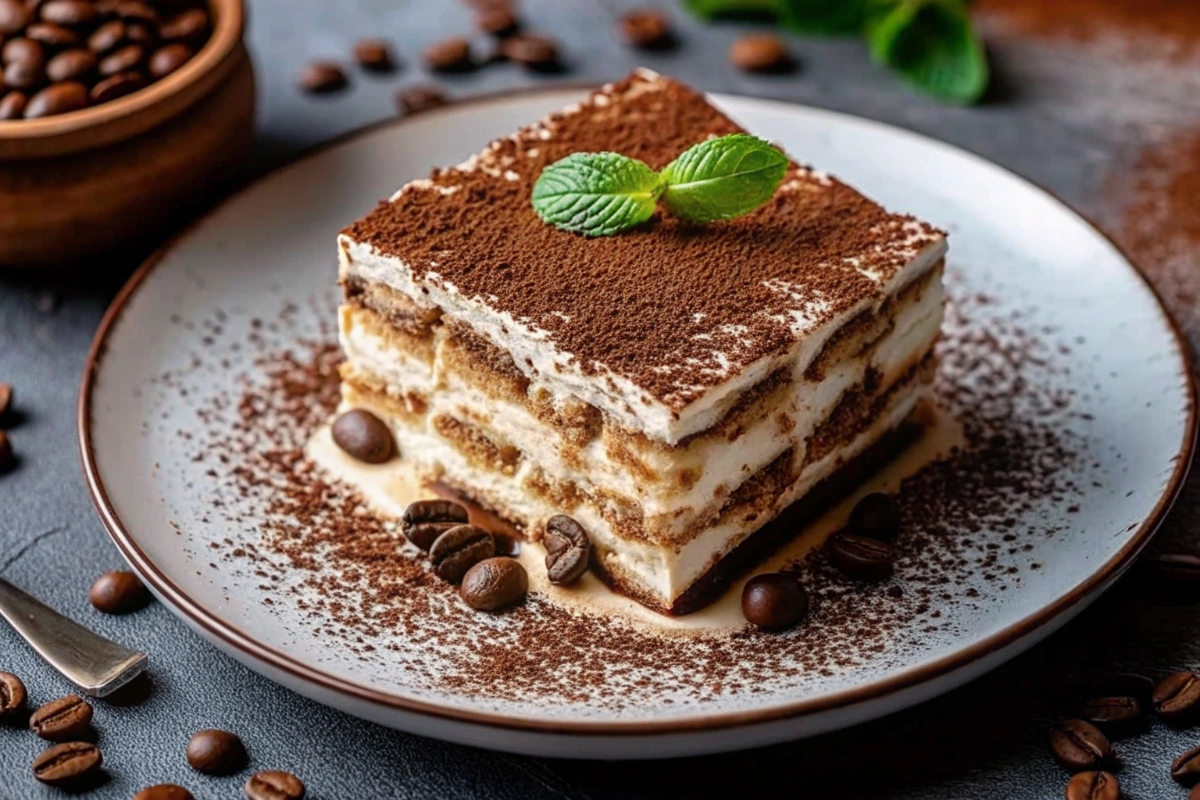 Coupe transversale du tiramisu montrant les couches