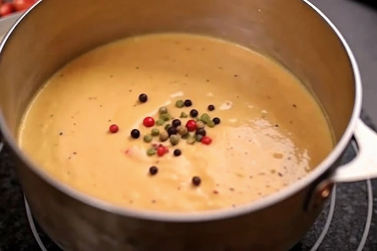 Ingrédients pour la sauce au poivre au Thermomix posés sur un plan de travail en pierre