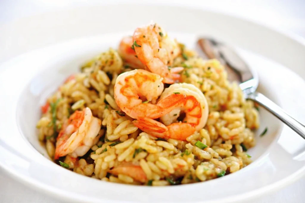 Risotto aux crevettes et pointes d'asperges