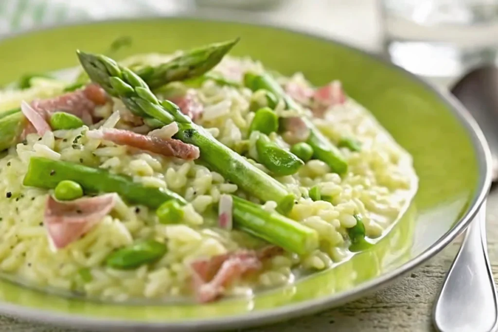 Risotto d'asperges vertes et coppa