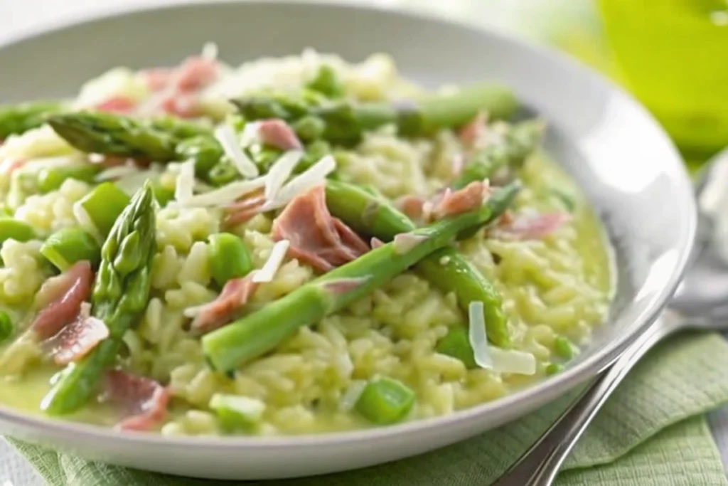 Risotto d'asperges vertes et coppa